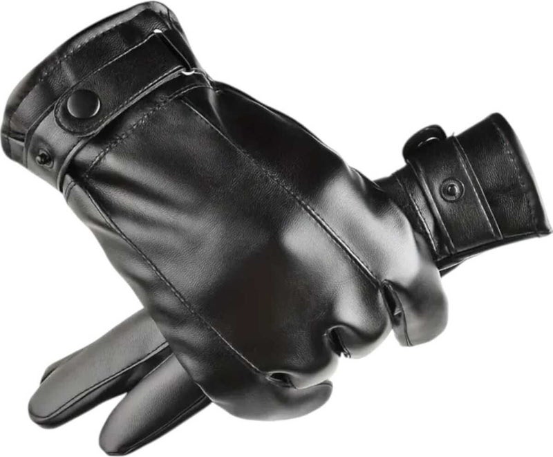 Tezzgelsin Men's Water and Windproof Vegan Leather Thermal Gloves Men's Gloves  - Image 4