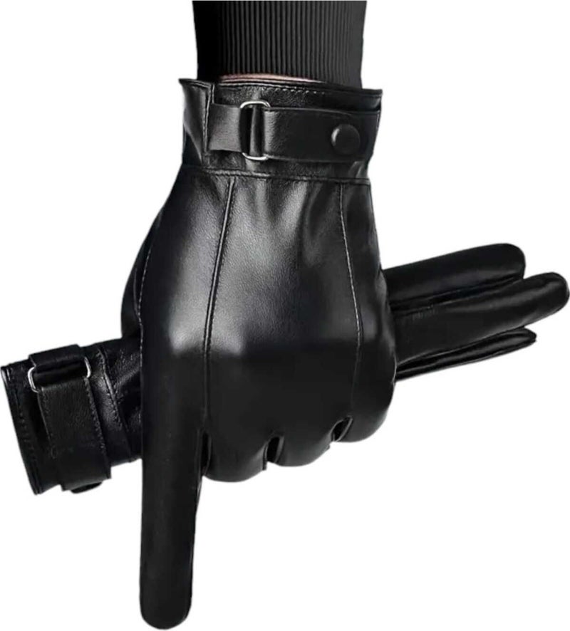Tezzgelsin Men's Water and Windproof Vegan Leather Thermal Gloves Men's Gloves  - Image 3
