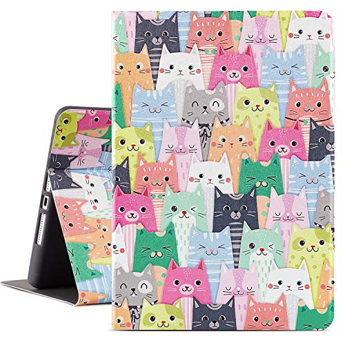 Lokigo Case for iPad 9th/8th/7th Generation (2021/2020/2019) 10.2 Inch, iPad 10.2 Case for Boys Girls, 9th Generation iPadCase Protective Stand Cover Adjustable Viewing Angles, Funny Colord Cats - Image 1