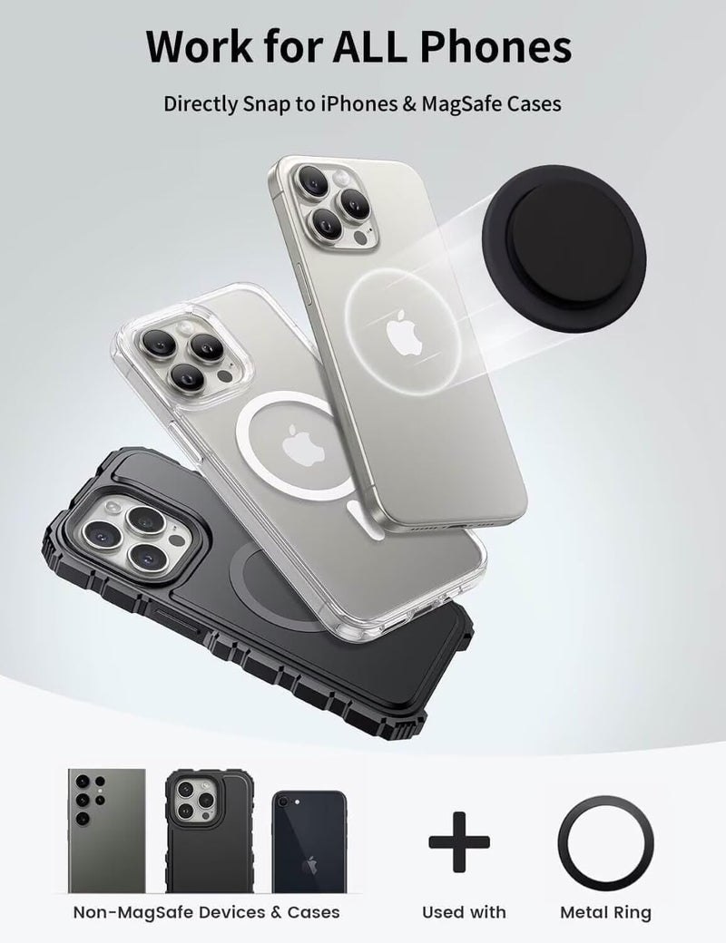 FENNIDICE Genuine Carbon Fiber Magnetic Phone Grip Compatible with Magsafeï¼ŒCollapsible Mobile Phones Stand Holder for Smartphone Tablet Cell Phone Accessory - Black Twill - Image 4