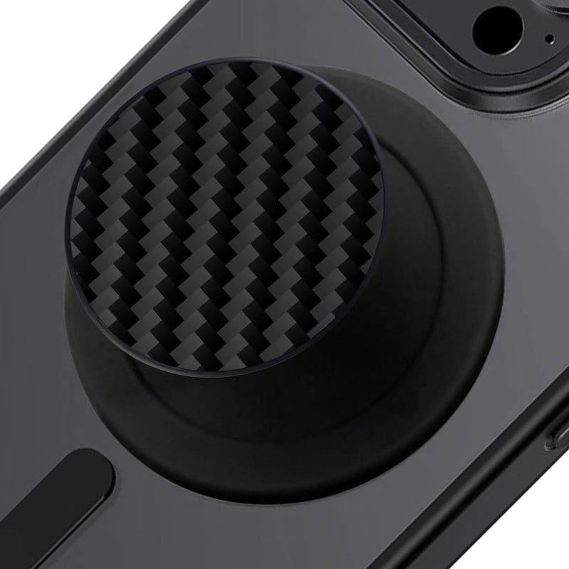 FENNIDICE Genuine Carbon Fiber Magnetic Phone Grip Compatible with Magsafeï¼ŒCollapsible Mobile Phones Stand Holder for Smartphone Tablet Cell Phone Accessory - Black Twill - Image 1