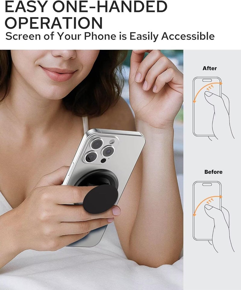 FENNIDICE Genuine Carbon Fiber Magnetic Phone Grip Compatible with Magsafeï¼ŒCollapsible Mobile Phones Stand Holder for Smartphone Tablet Cell Phone Accessory - Black Twill - Image 5