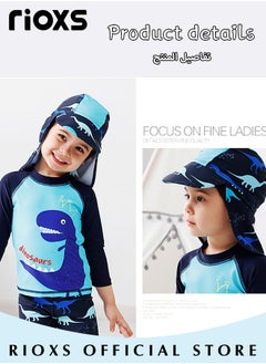 RIOXS 3-Piece Rash Guard Swimsuit for Boys, Moisture-wicking Breathable Swimming Costume Set, Fashionable Long Sleeve Swimwear, Made of Efficient Quick-drying and High-density Fabric, Suitable for Surfing, Diving, Swimming or Beach Activities  - Image 5