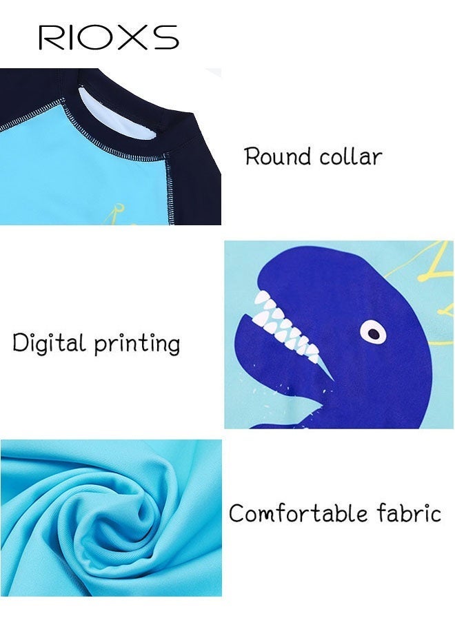 RIOXS 3-Piece Rash Guard Swimsuit for Boys, Moisture-wicking Breathable Swimming Costume Set, Fashionable Long Sleeve Swimwear, Made of Efficient Quick-drying and High-density Fabric, Suitable for Surfing, Diving, Swimming or Beach Activities - Image 4