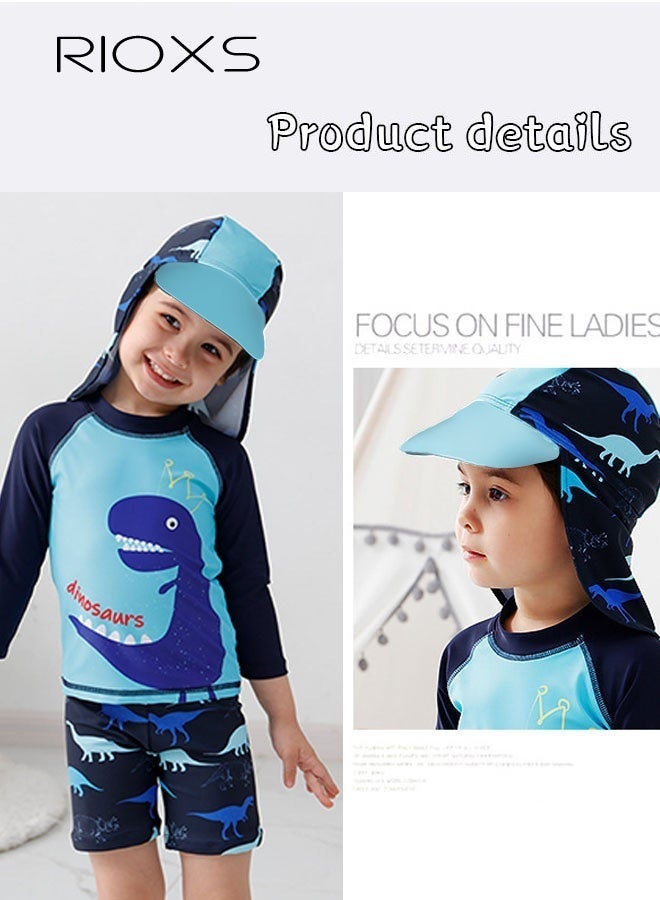 RIOXS 3-Piece Rash Guard Swimsuit for Boys, Moisture-wicking Breathable Swimming Costume Set, Fashionable Long Sleeve Swimwear, Made of Efficient Quick-drying and High-density Fabric, Suitable for Surfing, Diving, Swimming or Beach Activities - Image 5