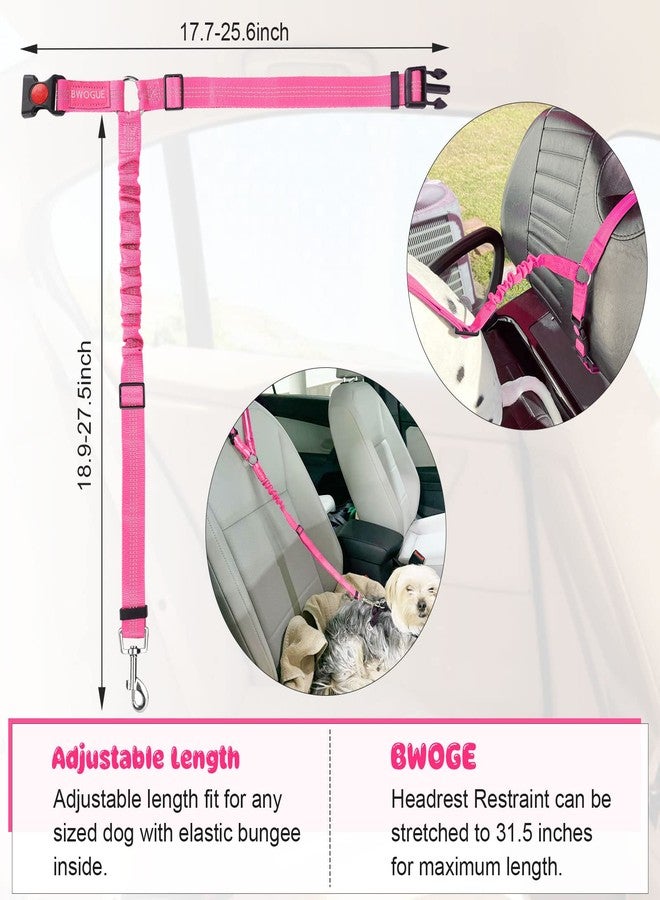 BWOGUE Pet Dog Cat Seat Belts, Car Headrest Restraint Adjustable Safety Leads Vehicle Seatbelt Harness (1 Pack, Pink, Elastic) - Image 3