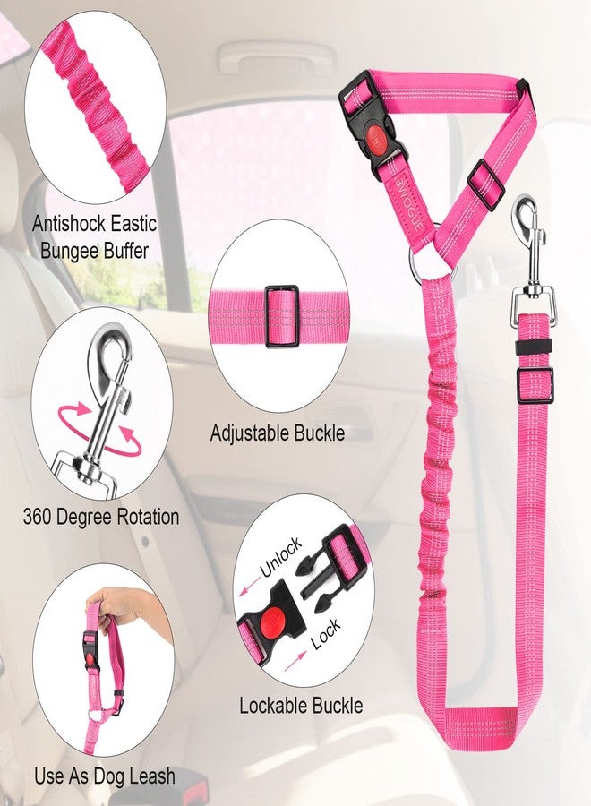 BWOGUE Pet Dog Cat Seat Belts, Car Headrest Restraint Adjustable Safety Leads Vehicle Seatbelt Harness (1 Pack, Pink, Elastic) - Image 4