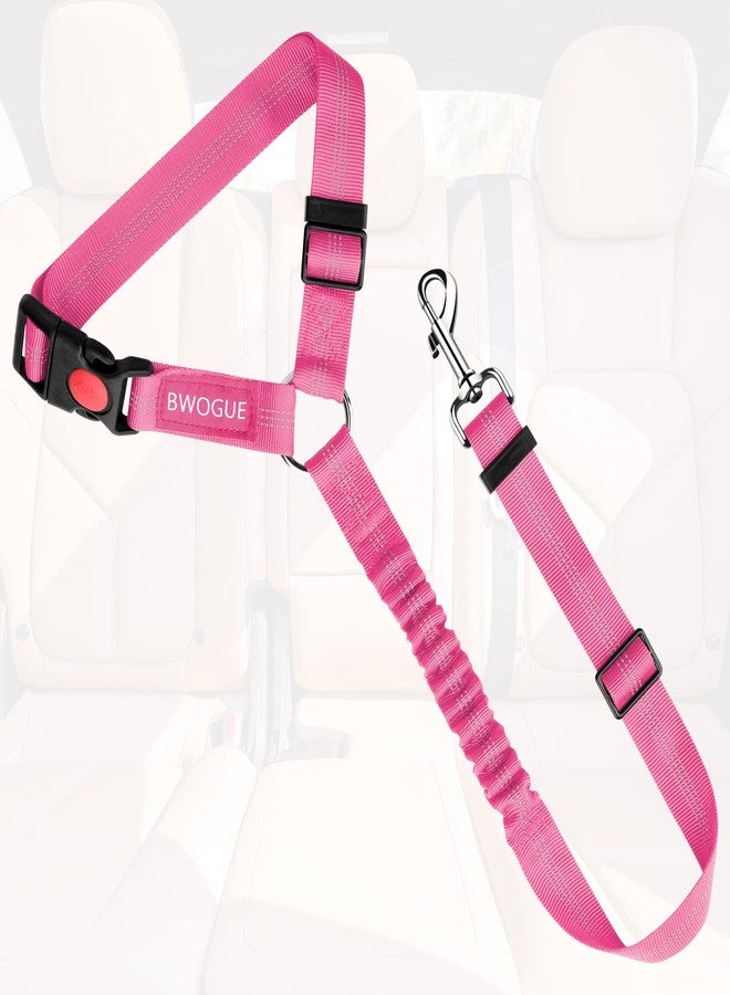 BWOGUE Pet Dog Cat Seat Belts, Car Headrest Restraint Adjustable Safety Leads Vehicle Seatbelt Harness (1 Pack, Pink, Elastic) - Image 2
