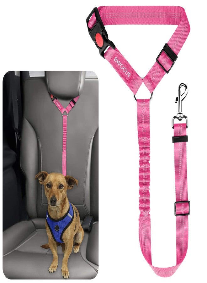 BWOGUE Pet Dog Cat Seat Belts, Car Headrest Restraint Adjustable Safety Leads Vehicle Seatbelt Harness (1 Pack, Pink, Elastic) - Image 1