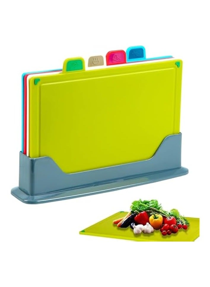 Biella Cutting Board Set - Chopping Board with Color Coded Food Icon for Meat Vegetable Fruit Fish (MULTI COLOUR, SET OF 1) - Image 1