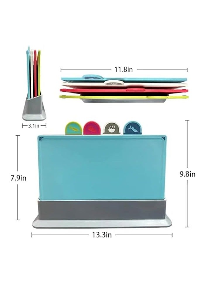 Biella Cutting Board Set - Chopping Board with Color Coded Food Icon for Meat Vegetable Fruit Fish (MULTI COLOUR, SET OF 1) - Image 2