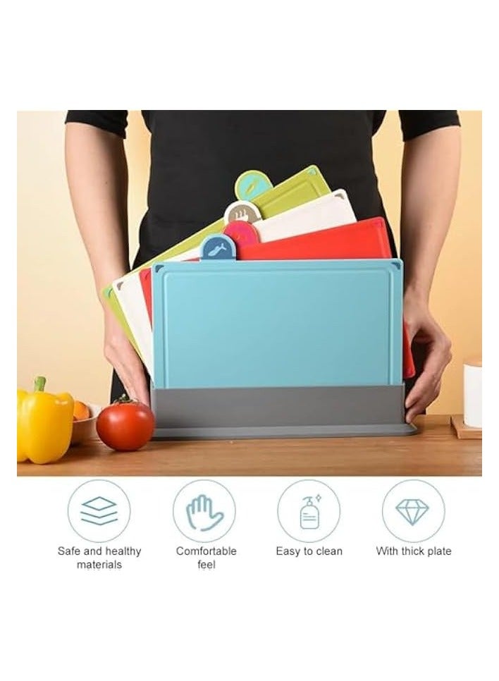 Biella Cutting Board Set - Chopping Board with Color Coded Food Icon for Meat Vegetable Fruit Fish (MULTI COLOUR, SET OF 1) - Image 3