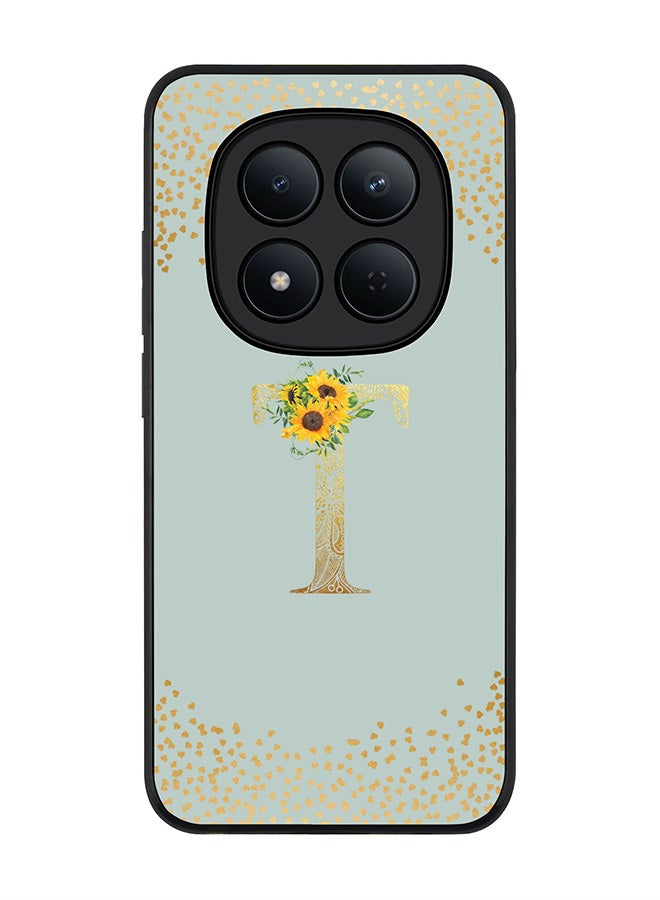 Stylizedd For Xiaomi Redmi Note 15 Pro 5G Case,Slim fit Camera Protection, Shockproof Thin Phone cover  - Custom Floral Monogram - T  (Light Grey ) - Image 1