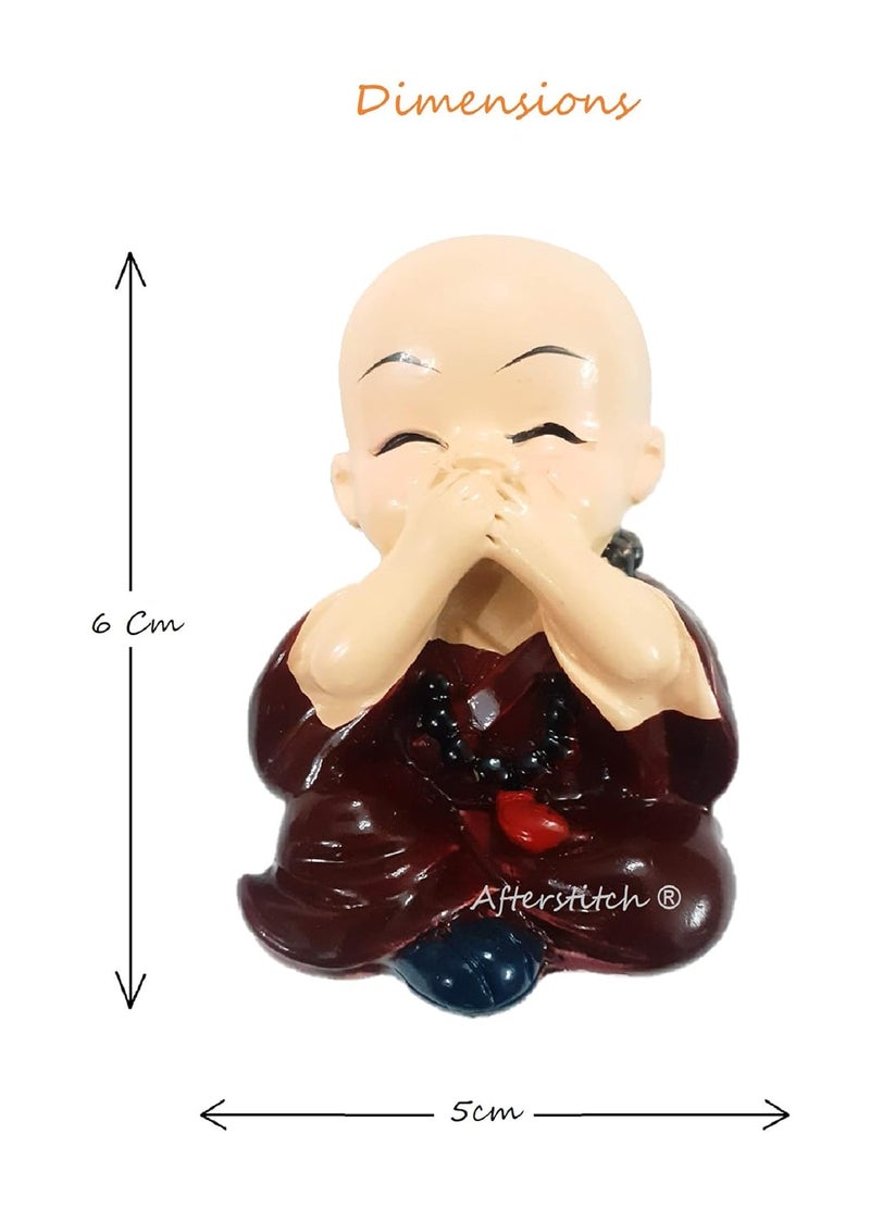 AFTERSTITCH Monks Set 4 Big Size Cute Baby Monk Buddha Idols Statues Showpiece Wearing Mala for Car Dashboard Home Dcor Decoration Gifting Purpose - Image 5