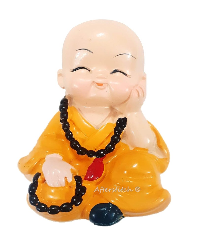 AFTERSTITCH Monks Set 4 Big Size Cute Baby Monk Buddha Idols Statues Showpiece Wearing Mala for Car Dashboard Home Dcor Decoration Gifting Purpose - Image 4
