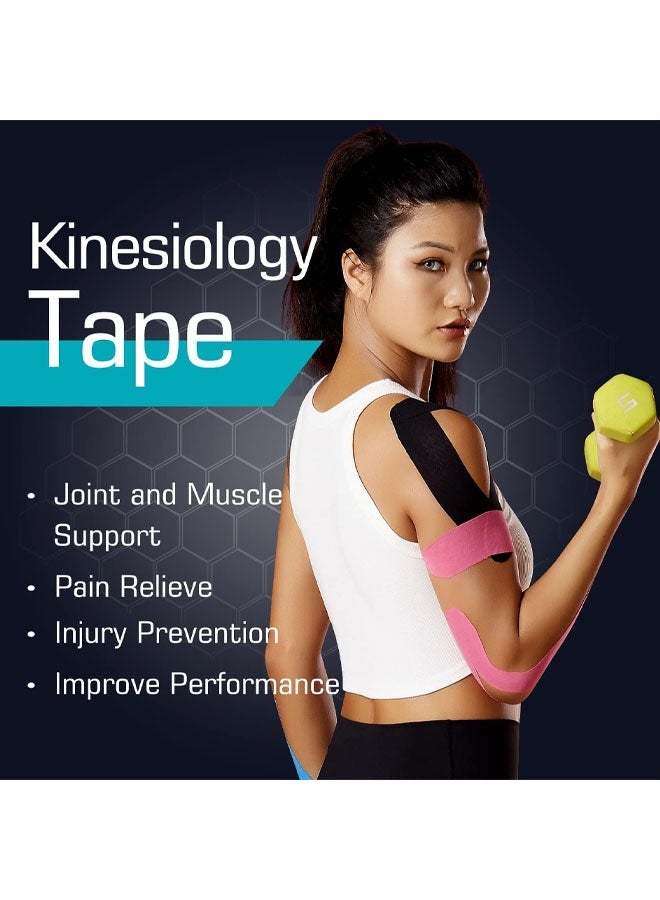 Kinesiology Tape (2/Pack) for Sports and Recovery, Water Resistant, Latex Free Premium Elastic Cotton Athletic Tape by (2/Pack,  Black) - Image 3