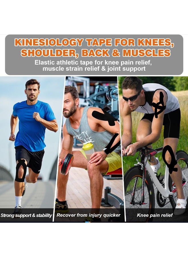 Kinesiology Tape (2/Pack) for Sports and Recovery, Water Resistant, Latex Free Premium Elastic Cotton Athletic Tape by (2/Pack,  Black) - Image 4