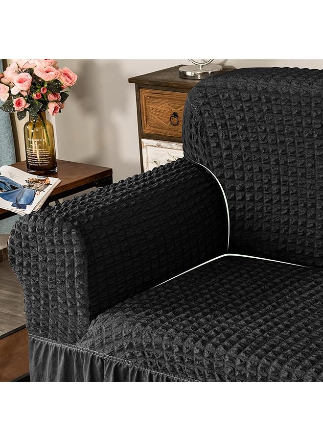erorex Sofa Cover 1 Piece Universal Sofa Slipcover Couch Cover Chair Furniture Protector Cover Washable High Elastic Durable Seersucker Fabric With Skirt Country Style - Image 2