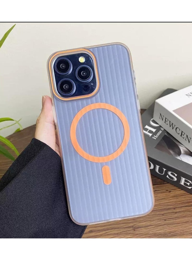 Corrugated Magsafe magnetic charging suitable mobile phone case grating iPhone12 pro max skin-feeling matte – Orange - Image 3