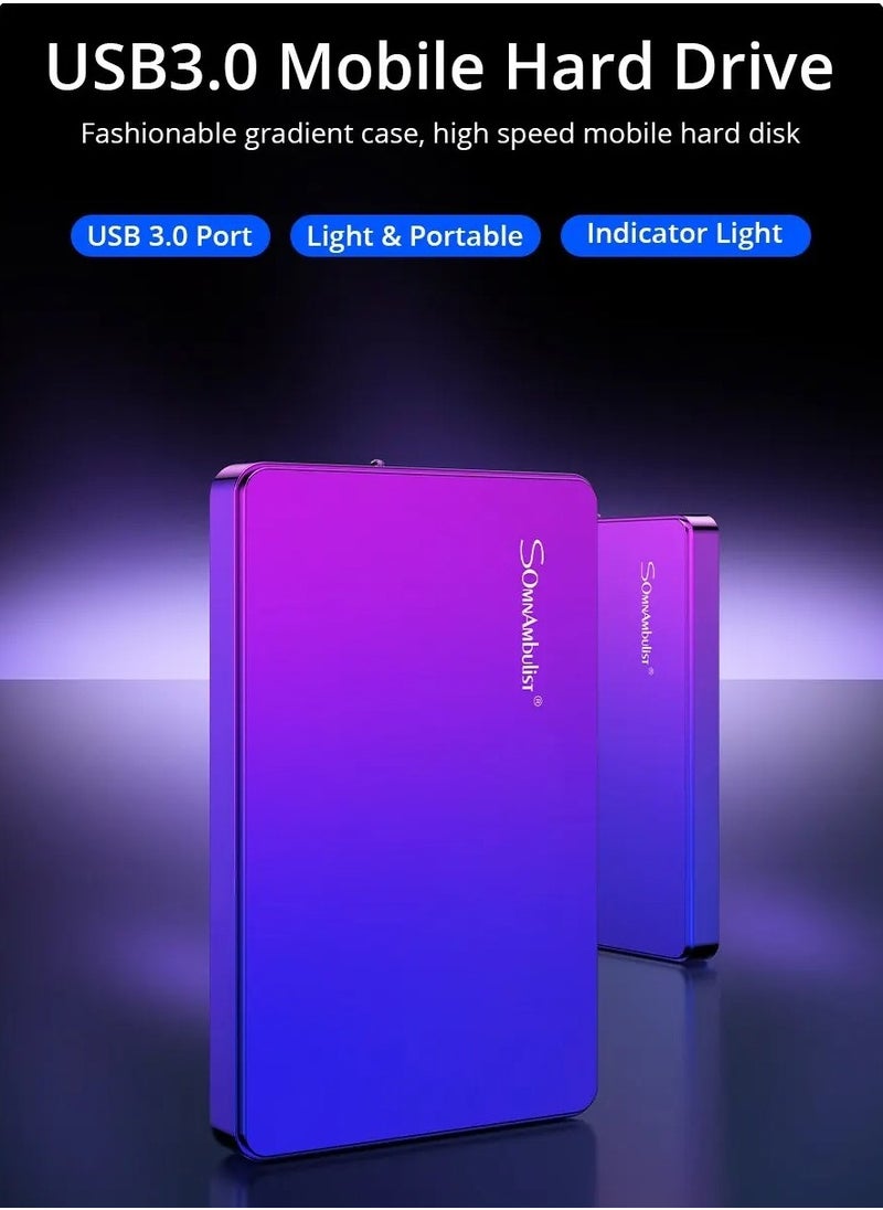 AROAQ External Hard Drive, USB3.0 Ultra Slim HDD Storage Device, Portable Compact High-speed Mobile Hard Disk Compatible for Pc, Desktop, Mobiles, Laptop, Game Console, Ps4, (Gradient Blue Purple, 1TB)  - Image 2