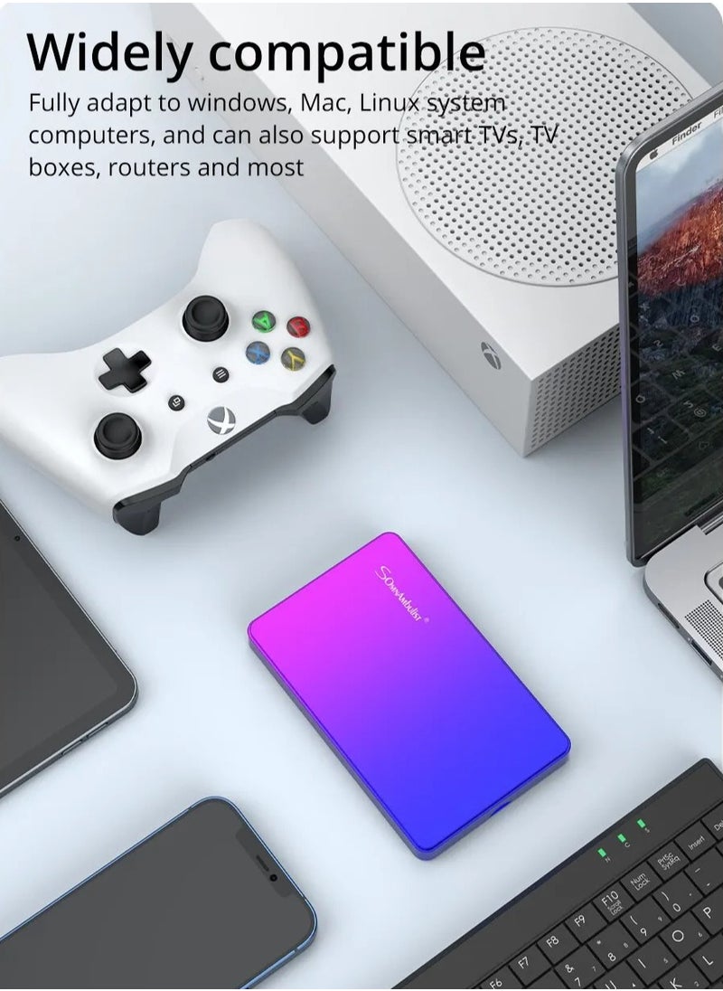 AROAQ External Hard Drive, USB3.0 Ultra Slim HDD Storage Device, Portable Compact High-speed Mobile Hard Disk Compatible for Pc, Desktop, Mobiles, Laptop, Game Console, Ps4, (Gradient Blue Purple, 1TB)  - Image 4