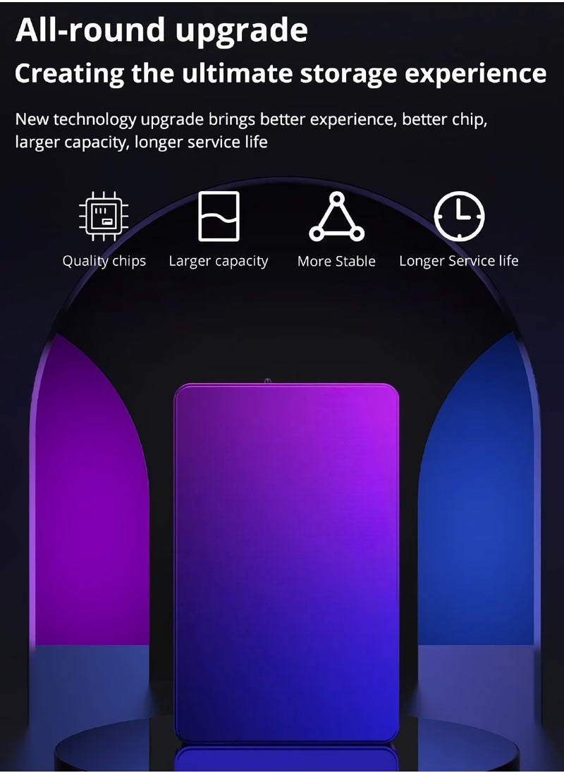 AROAQ External Hard Drive, USB3.0 Ultra Slim HDD Storage Device, Portable Compact High-speed Mobile Hard Disk Compatible for Pc, Desktop, Mobiles, Laptop, Game Console, Ps4, (Gradient Blue Purple, 1TB)  - Image 3