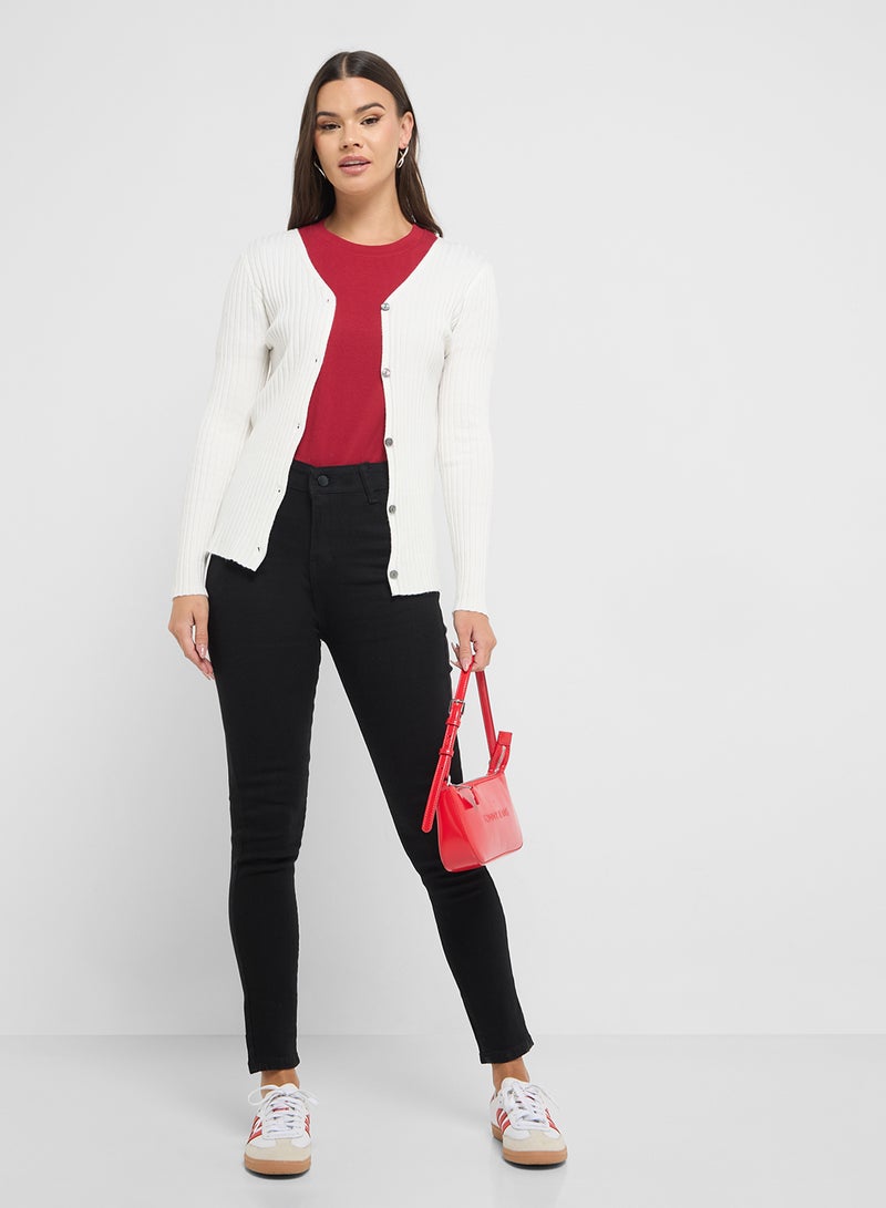 Ginger Lightweight Fine Knit Button Up Cardigan - Image 4