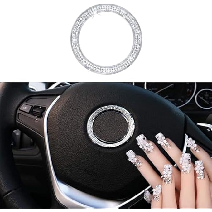 KASTWAVE Steering Wheel Center Decor Logo Ring Trim For Bmw New 3 Series 320 Gt5 Series X1 X 3 X4 X 5 X6 E46 E30 E34 E36 E39 E53 E60 E90 Aluminum Diamond Decoration Car Sticker Bling - Image 1