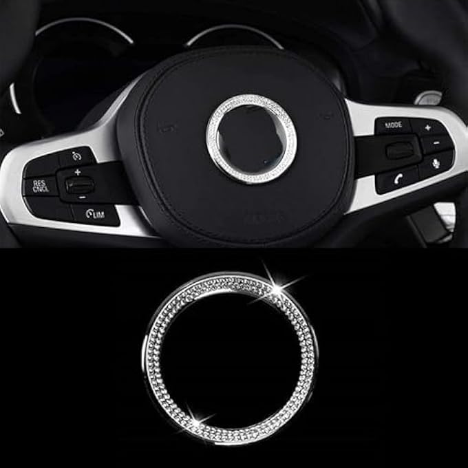KASTWAVE Steering Wheel Center Decor Logo Ring Trim For Bmw New 3 Series 320 Gt5 Series X1 X 3 X4 X 5 X6 E46 E30 E34 E36 E39 E53 E60 E90 Aluminum Diamond Decoration Car Sticker Bling - Image 3
