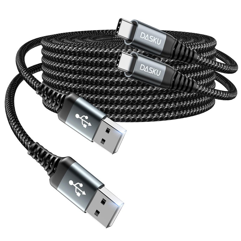 Dasku USB C Cable 3A Fast Charging [2 Pack 6FT], USB A to USB C Cable, Upgraded Extra Durable Braided USB to USB C Charger Cord Compatible with iPhone 17 16 15 Pro Max,Samsung Galaxy S10, LG and More-Black - Image 1