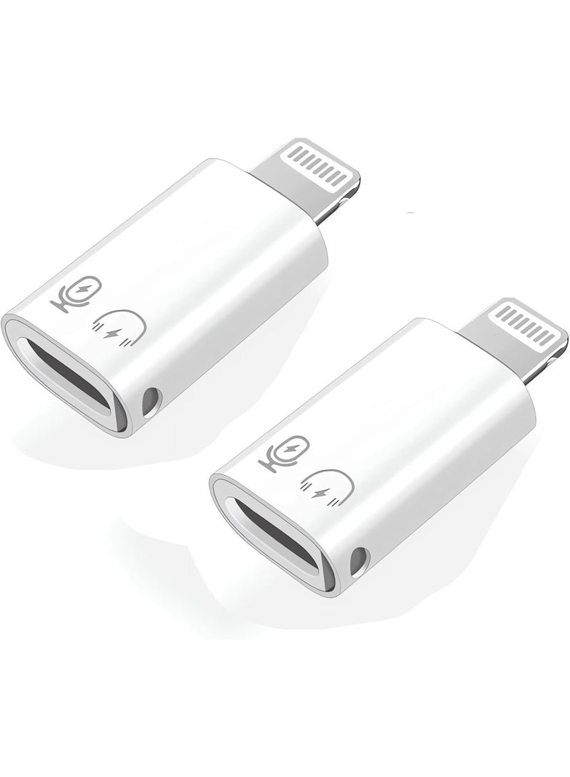 عبوتان من محولات لايتنينج معتمد من MFi من الذكر إلى USB C من الأنثى، موصل شحن وصوت 2 في 1، دونجل سماعة من النوع C متوافق مع iPhone و iPad، بدون وظيفة المكالمات - Image 1