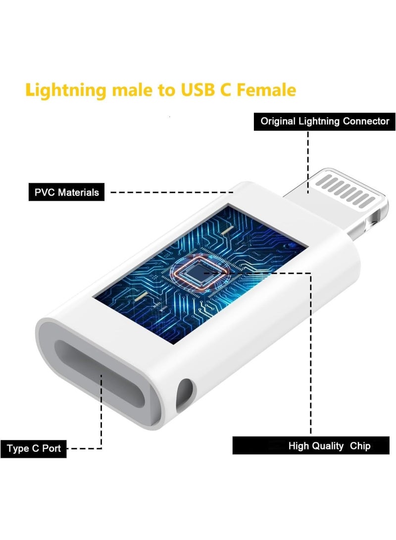 عبوتان من محولات لايتنينج معتمد من MFi من الذكر إلى USB C من الأنثى، موصل شحن وصوت 2 في 1، دونجل سماعة من النوع C متوافق مع iPhone و iPad، بدون وظيفة المكالمات - Image 2