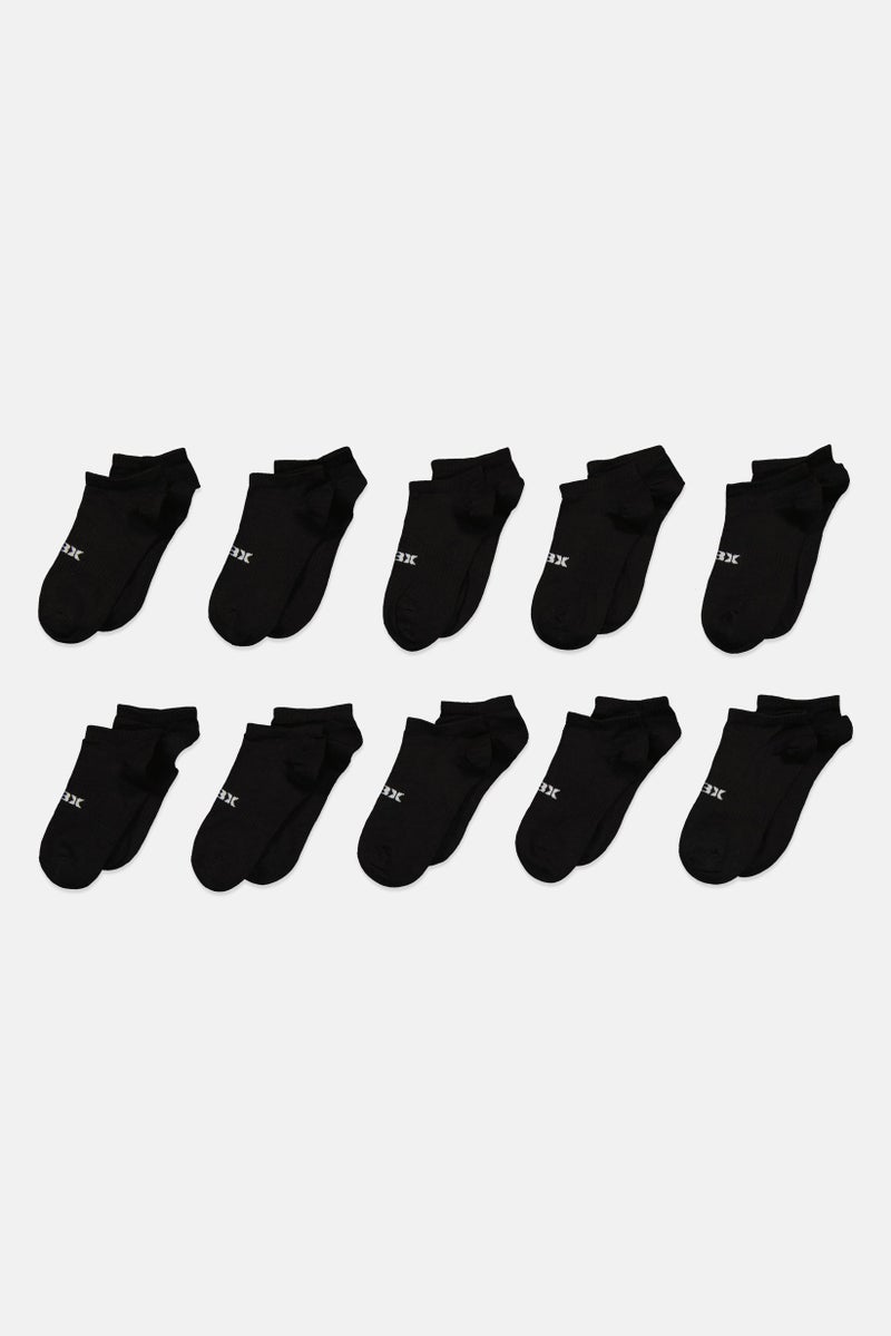 RBX Women 10 Pack Brand Logo Ankle Socks, Black - Image 1