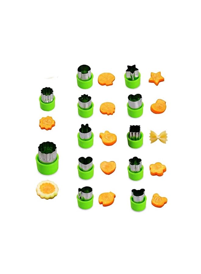 PROMASS Cutter Shapes Set,Mini Pie,Fruit and Cookie Stamps Mold,Cookie Cutter Decorative Food,for Kids Baking and Food Supplement Tools Accessories Crafts for Kitchen,Green,12 Pcs - Image 2
