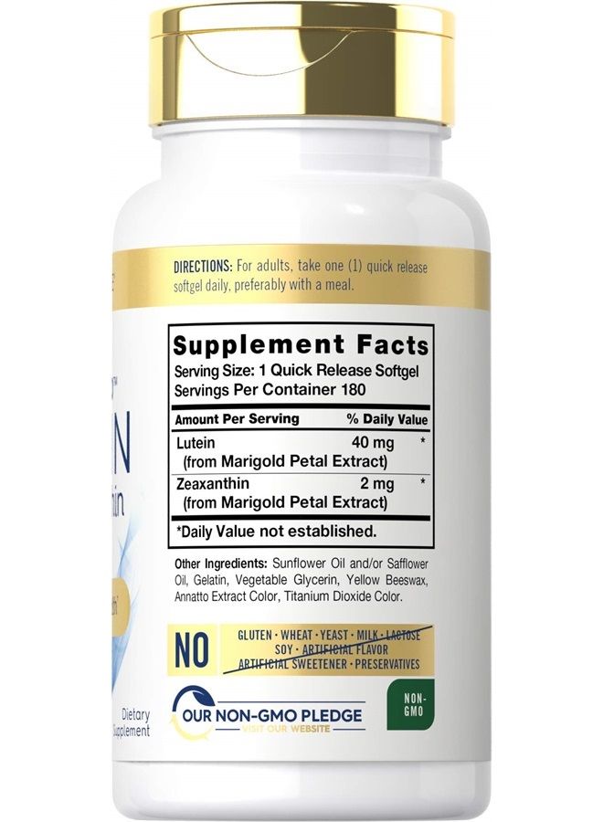 Carlyle Lutein and Zeaxanthin 40 mg | 180 Softgels | Eye Health Vitamins | Non-GMO & Gluten Free Supplement  - Image 2