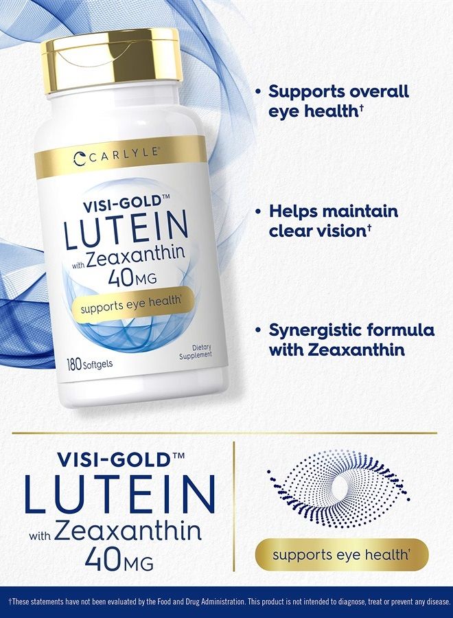 Carlyle Lutein and Zeaxanthin 40 mg | 180 Softgels | Eye Health Vitamins | Non-GMO & Gluten Free Supplement  - Image 3