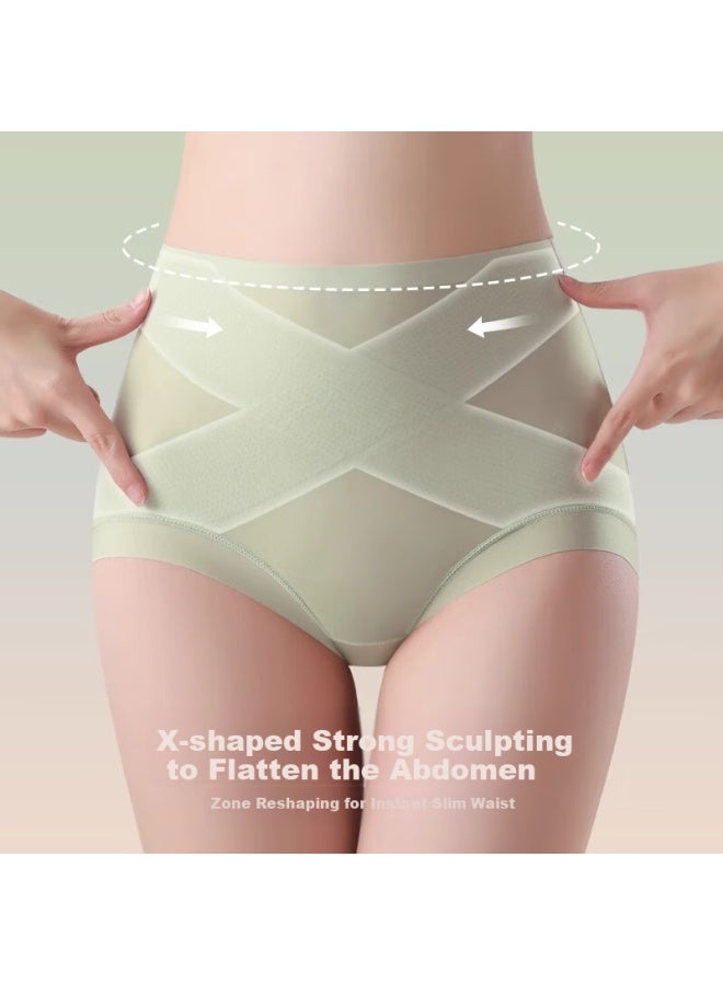 LANG SHA Langsha High-waisted Ice Silk Seamless Tummy Control Panties For Women With Mulberry Silk To Flatten Belly And Lift Buttocks Summer Thin - Image 1