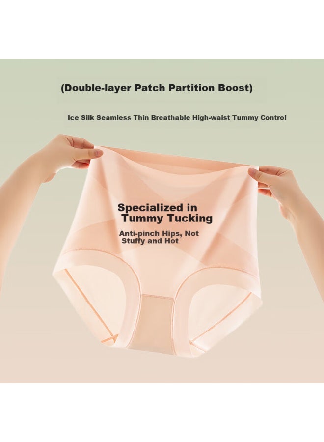LANG SHA Langsha High-waisted Ice Silk Seamless Tummy Control Panties For Women With Mulberry Silk To Flatten Belly And Lift Buttocks Summer Thin - Image 3