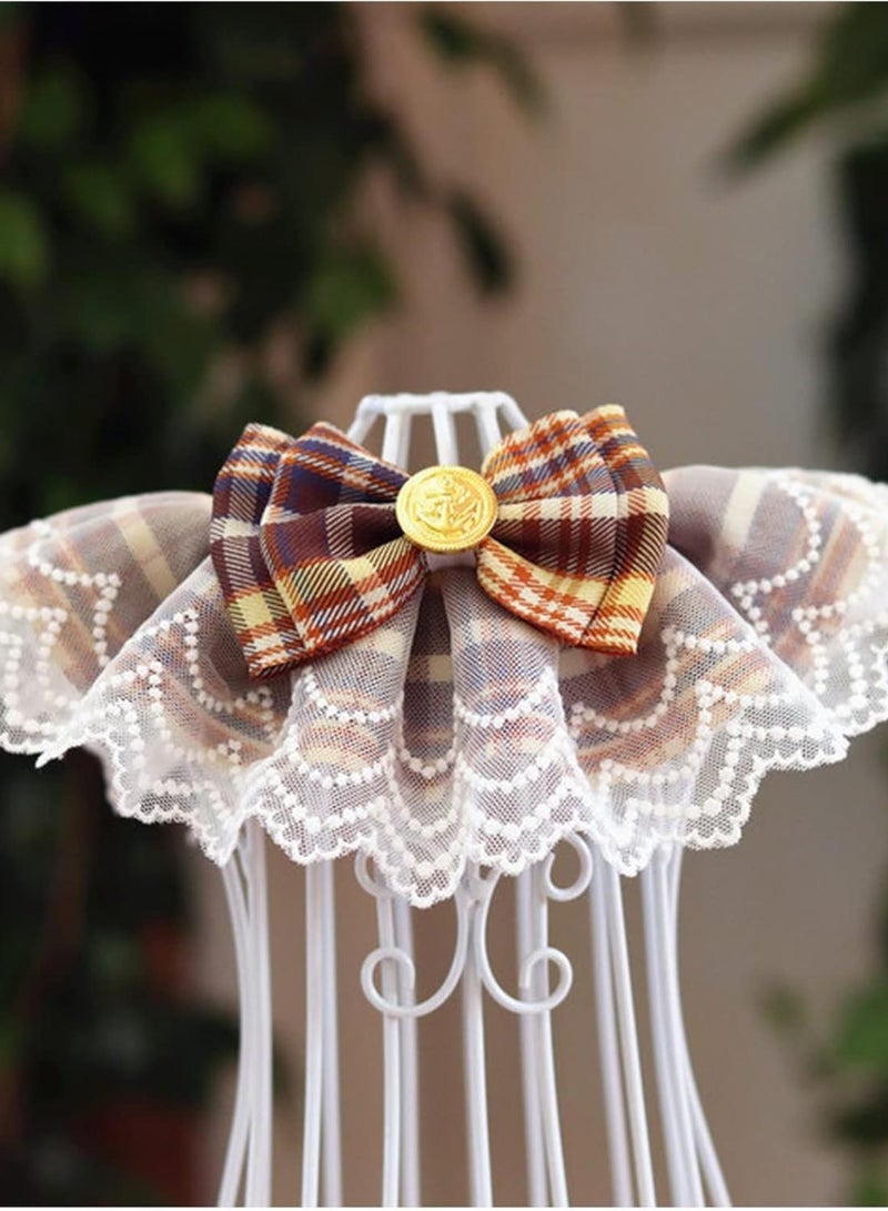 GGOOT Pet dog collar Original Design Pink Plaid Ribbon Dog Bowtie Organza Cotton Gauze Dog Necklace Bibs Cat Accessories Special Kitten Pet Products Pet collar(Yellow,S- for neck20-25cm)  - Image 1