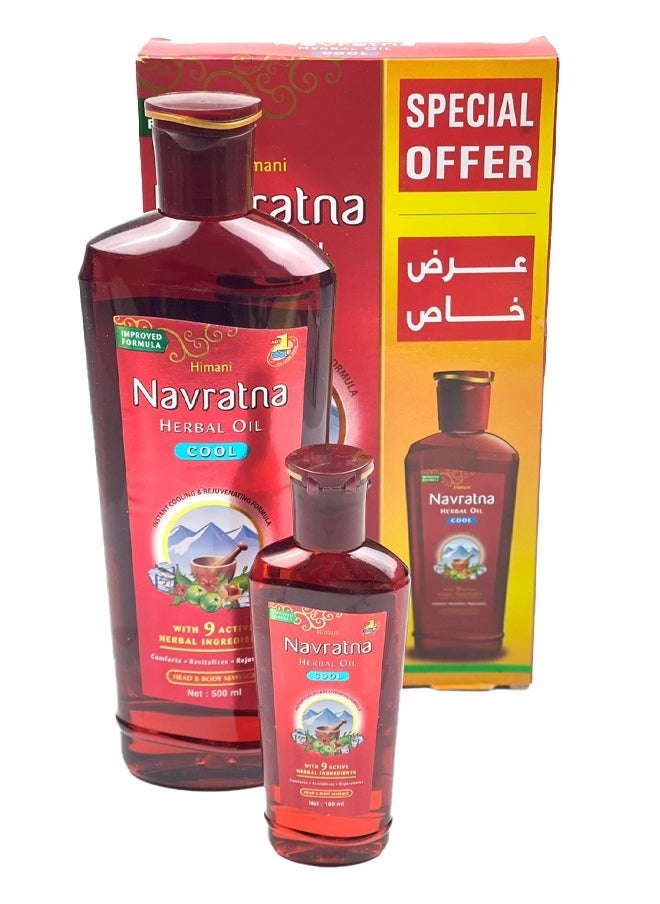 Navratna Head & body Massage Herbal Cool Oil 500+100 ml  - Image 1