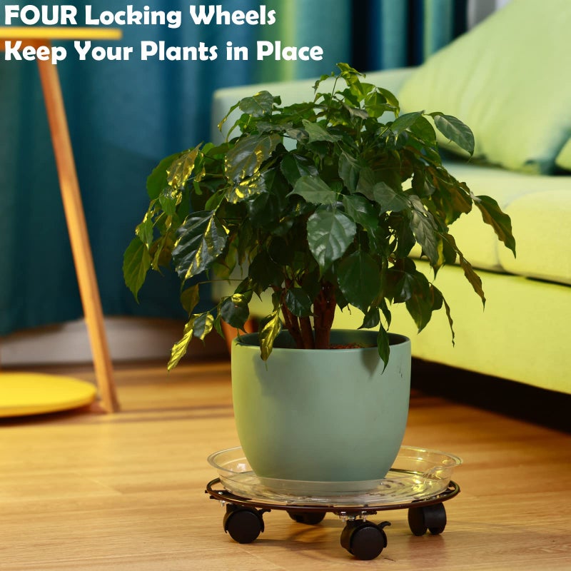 Planterhoma 5 Packs Large Metal Plant Caddy 11.8â€ Plant Dolly with Casters Heavy Duty Wrought Iron Rolling Plant Stand with Wheels for Indoor and Outdoor Plant Pot Roller Base Plant Movers Brown - Image 5