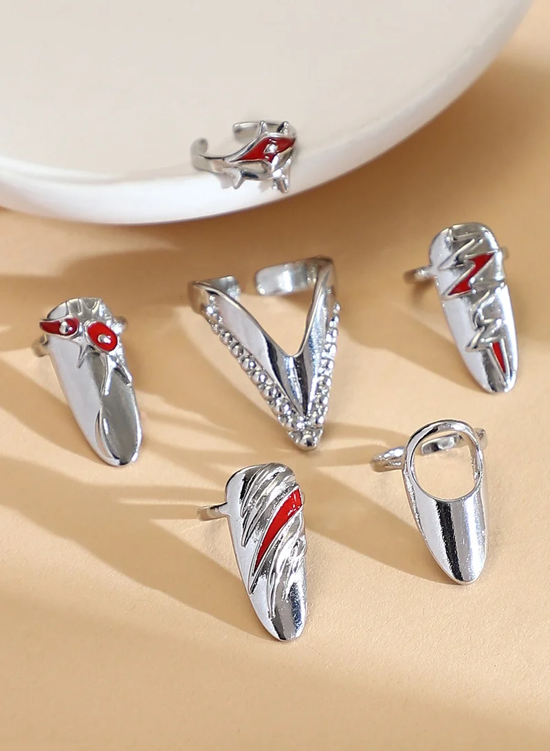 SOHI SOHI Women The Wonder-Woman Nail Ring Set | Metallic  Colour | One-Size | Metallic Alloy Material | Adjustable Closure | Ring For Casual & Evening Wear