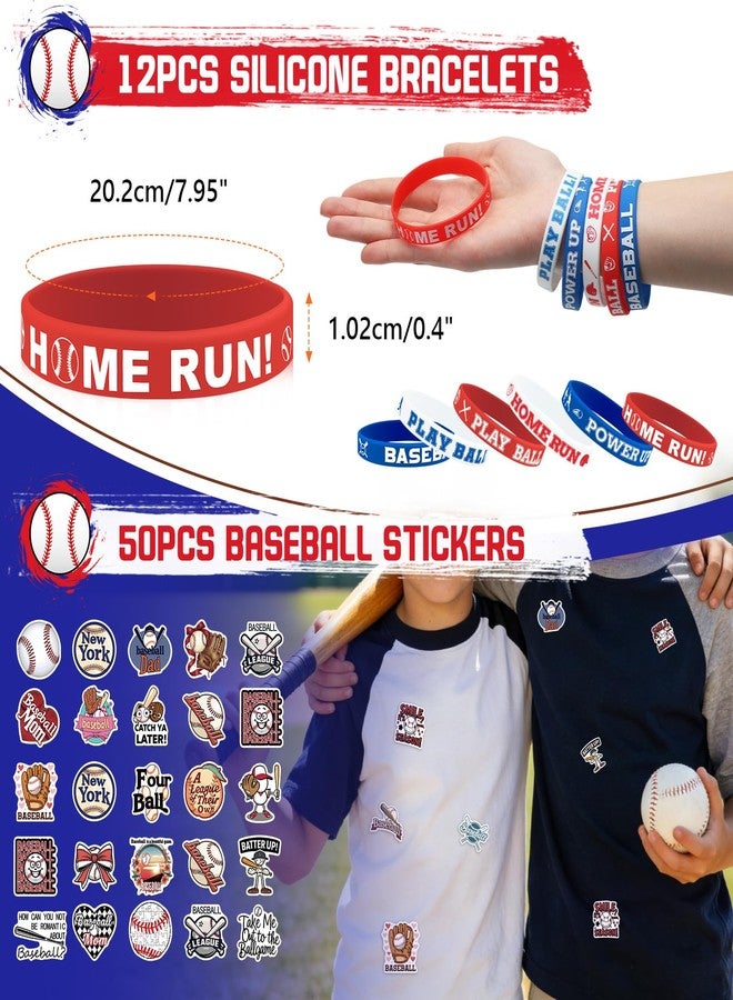 Grneric 120PCS Baseball Party Favors, Baseball Goodie Bags Drawstring Bags with Mini Baseballs, Bracelets, Keychains, Stickers & Tattoos for Baseball Party Supplies - Image 3