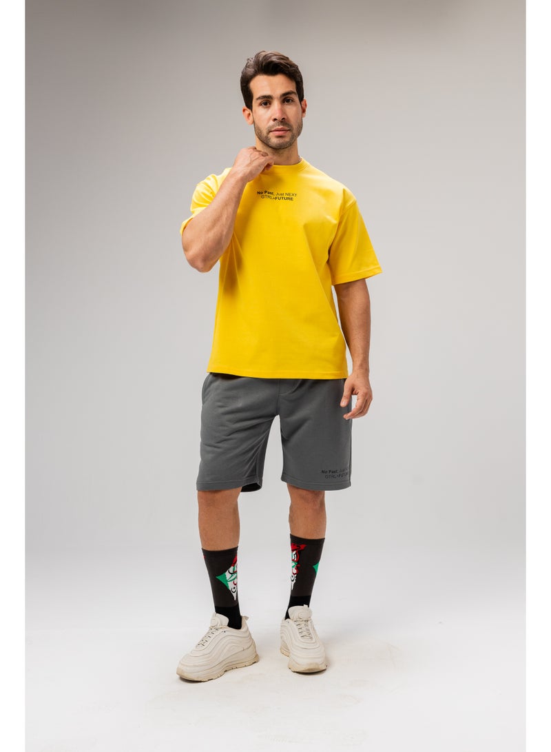 Men Basic Half Sleeves T-Shirt Casual Style With Simple Design For Men Yellow Size L