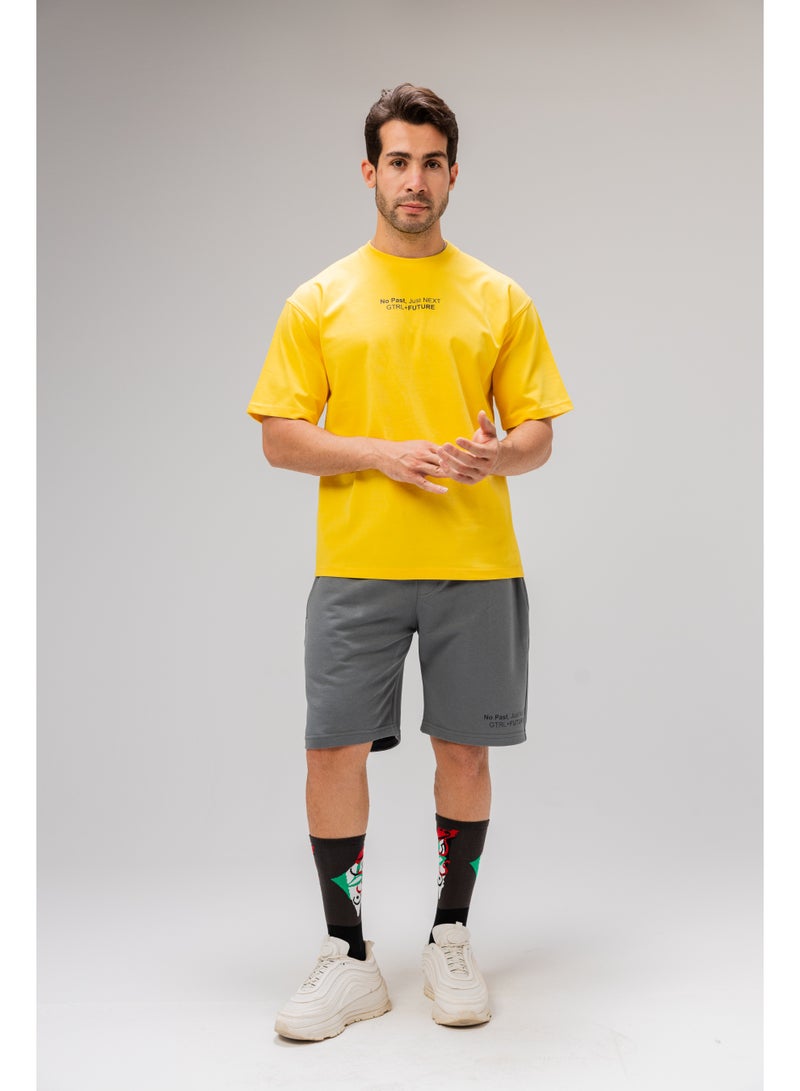Men Basic Half Sleeves T-Shirt Casual Style With Simple Design For Men Yellow Size L