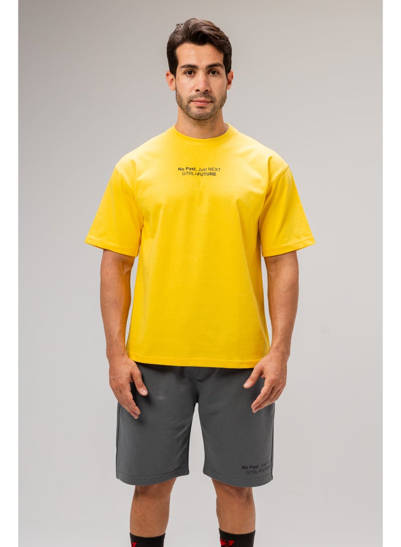 Men Basic Half Sleeves T-Shirt Casual Style With Simple Design For Men Yellow Size L