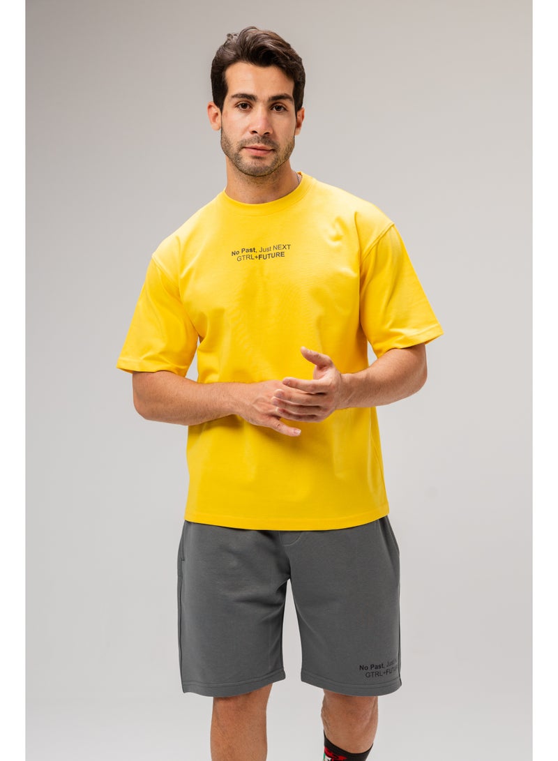 Men Basic Half Sleeves T-Shirt Casual Style With Simple Design For Men Yellow Size L