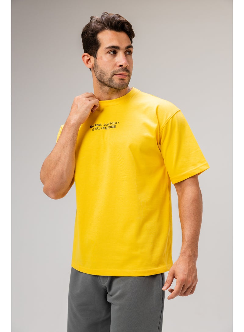 Men Basic Half Sleeves T-Shirt Casual Style With Simple Design For Men Yellow Size L