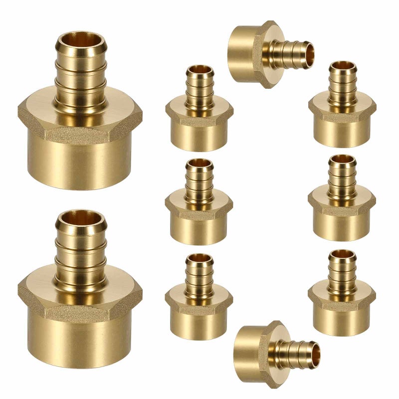 10 Pack Lidertik Pex Fittings 12 inch Female Adapter 12 Pex F1807 x 12 NPT Female Threaded Adapter Brass