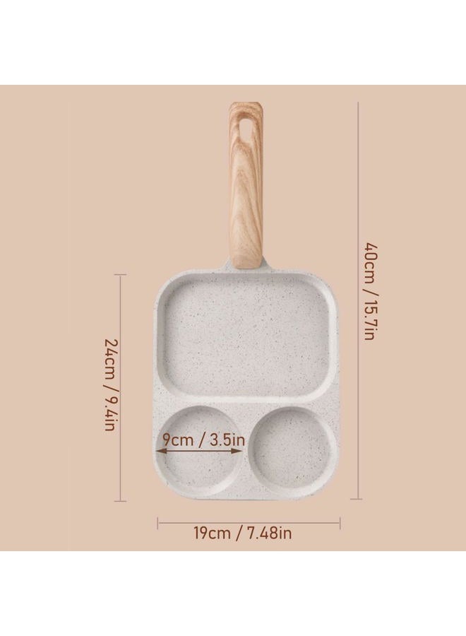 Gsycle Egg Frying Pan, Divided Frying Pan Nonstick Grill Pan 3 Section Nonstick Pan Egg Frying Pan Nonstick for Kitchen Breakfast - Image 2